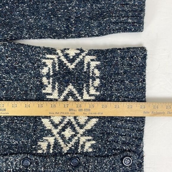 Vtg St Johns Bay Women's Medium Blue Southwest Wool Blend Cardigan - Picture 5 of 11